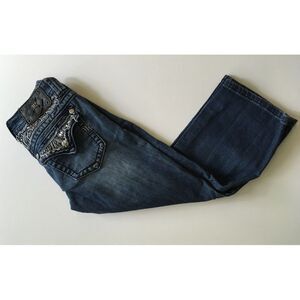 Womens 26 Miss Me Cuffed Capri Jeans 21" Inseam Embellished‎ Bling JP6196P Flaw